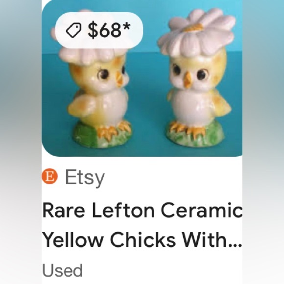 VINTAGE LEFTON ANTHROPOMORPHIC CHICKS W/DAISY HATS SALT/PEPPER SET H7632 - Picture 7 of 8